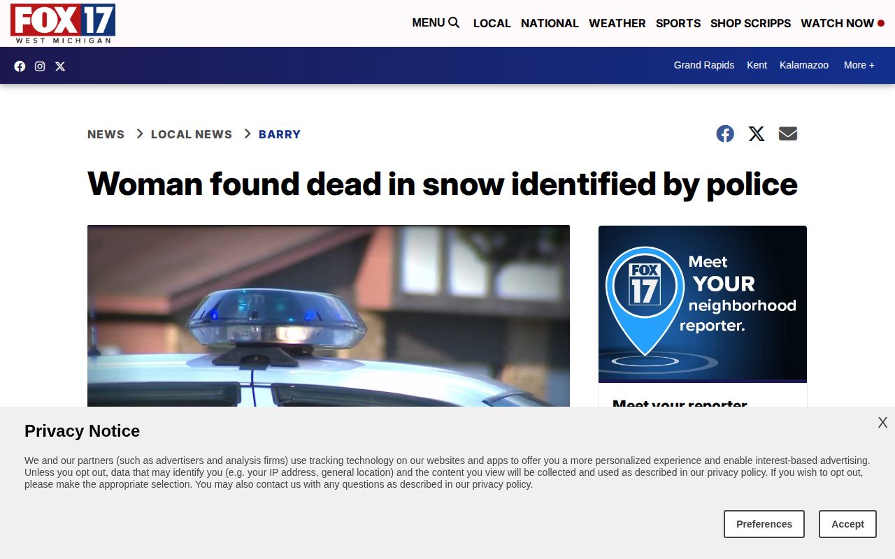 FOX 17 Barry County news story with a selectively published jail mugshot