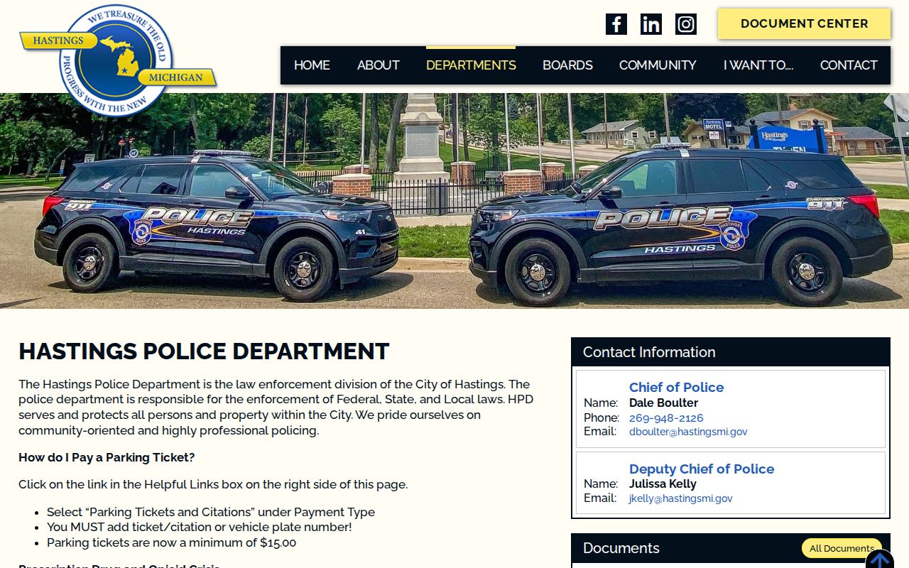 Hastings Police Department source for Barry County arrest records