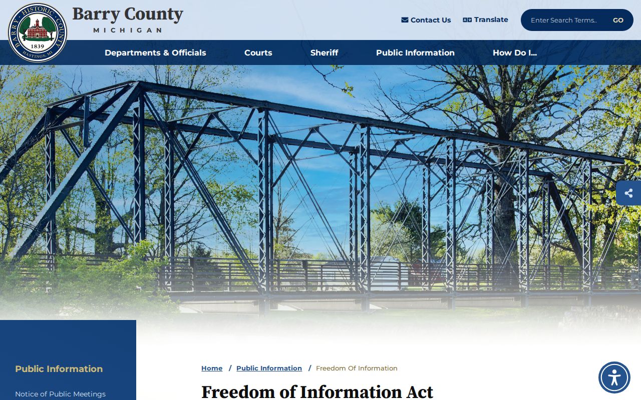 Barry County booking record FOIA page